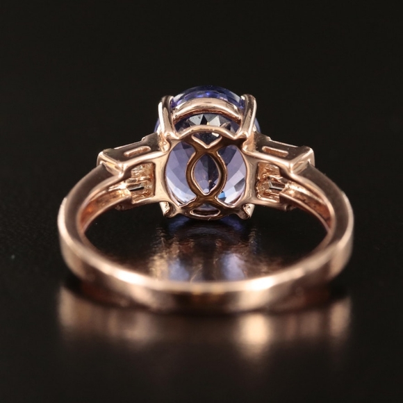 Tanzanite and Diamond 14K Rose Gold Ring - Picture 7 of 8